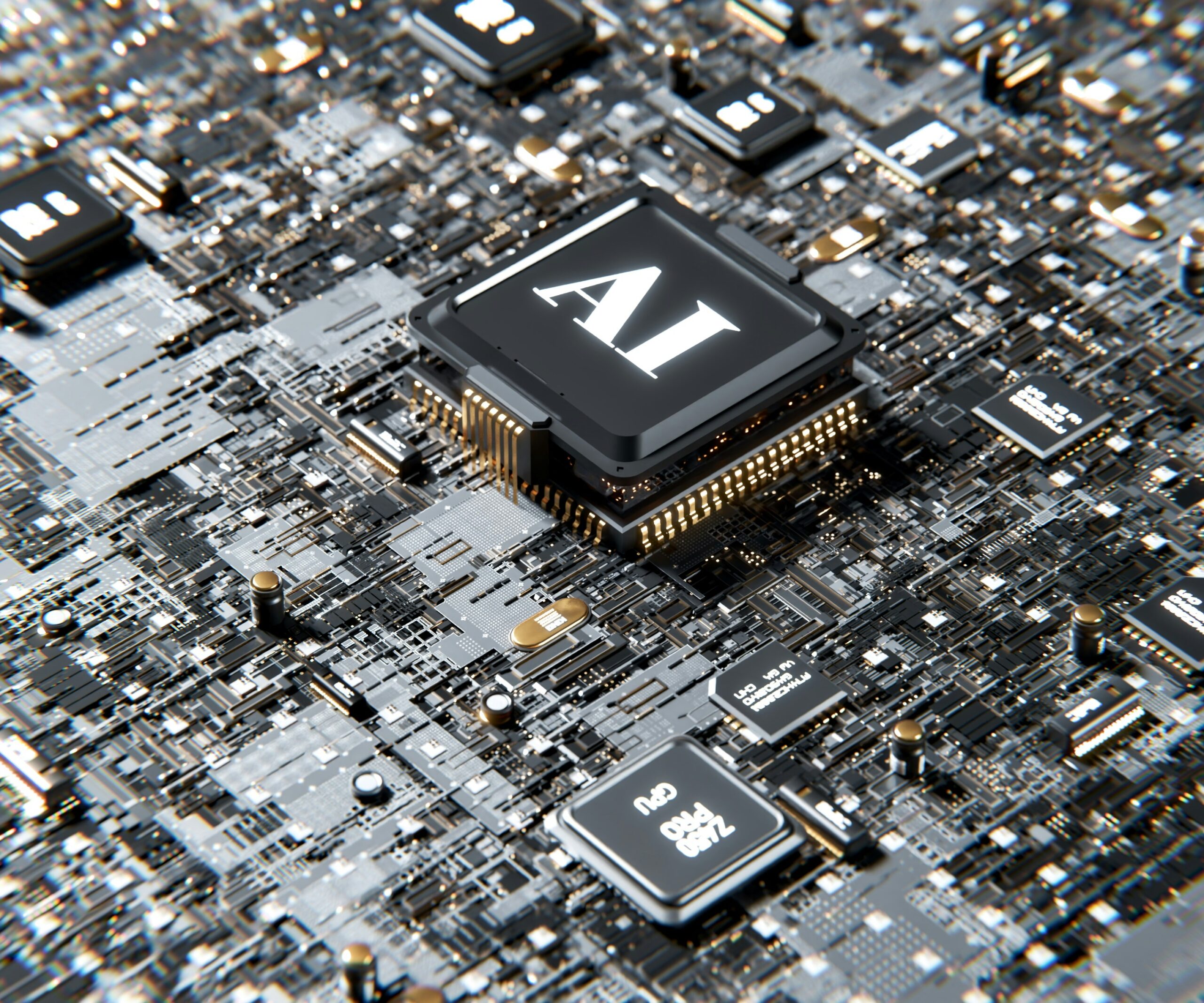 AI als chip in een computer. Het maakt onderdeel uit van het proces.